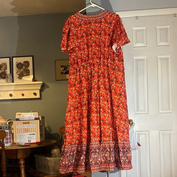 NWOT-SHEIN Red and Purple Paisley Maxi Dress - Picture 3 of 9